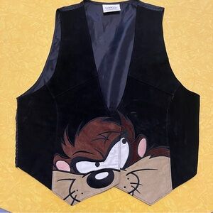 Looney Tunes Taz Black Suede 90s Vest by Warner Bros.